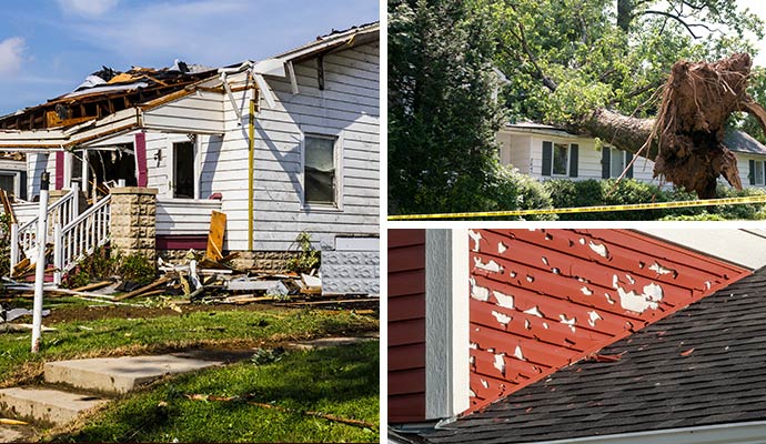 Collage of storm and wind damage