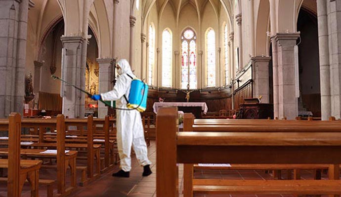 Disinfecting of a church