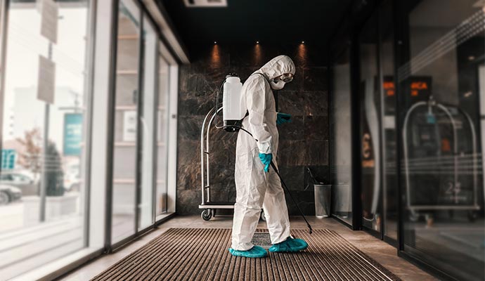 Disinfecting of a hotel