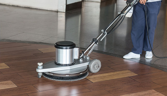 Professional cleaning floor with equipment