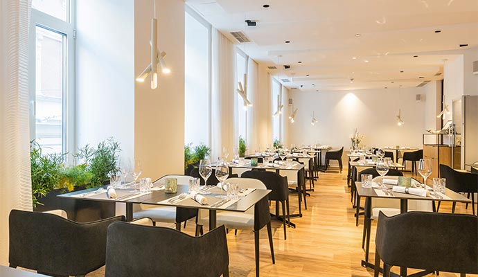 Modern minimalist restaurant interior