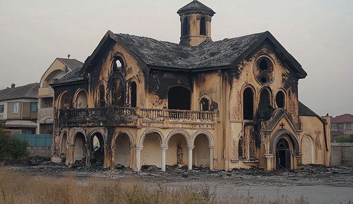 Church damaged by fire