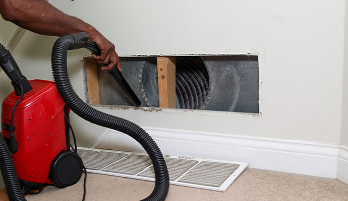 Smoke residues are cleaned up from HVAC systems