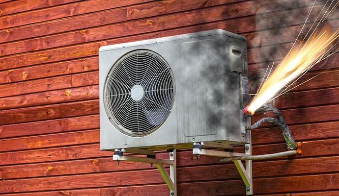 Fire coming out of an AC unit