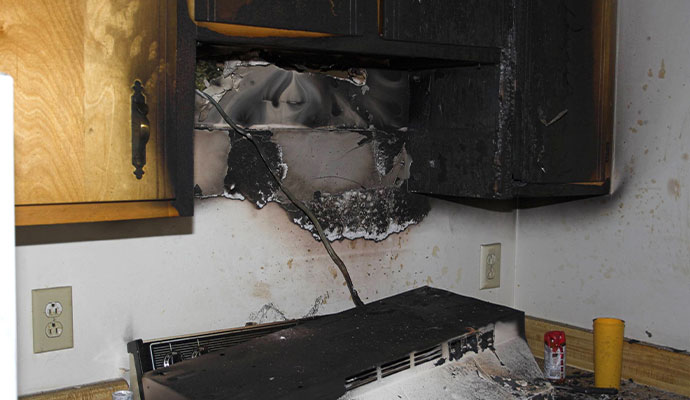 Fire damaged kitchen
