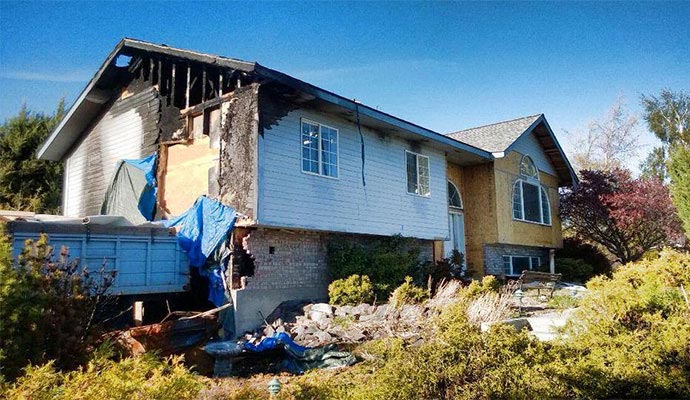Fire damaged residential property