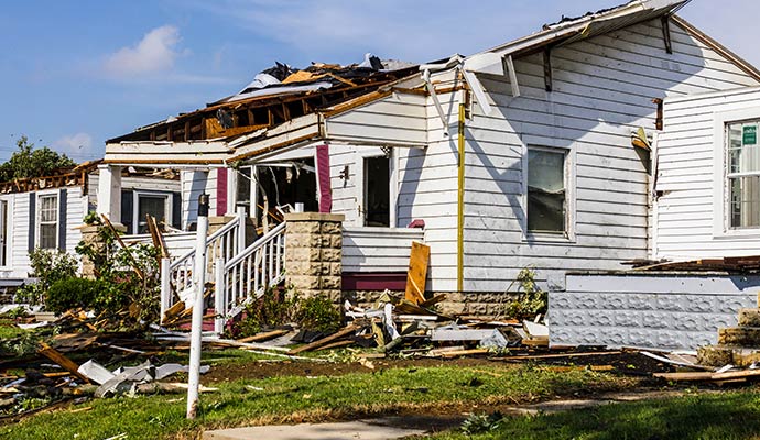 Hurricane damaged house