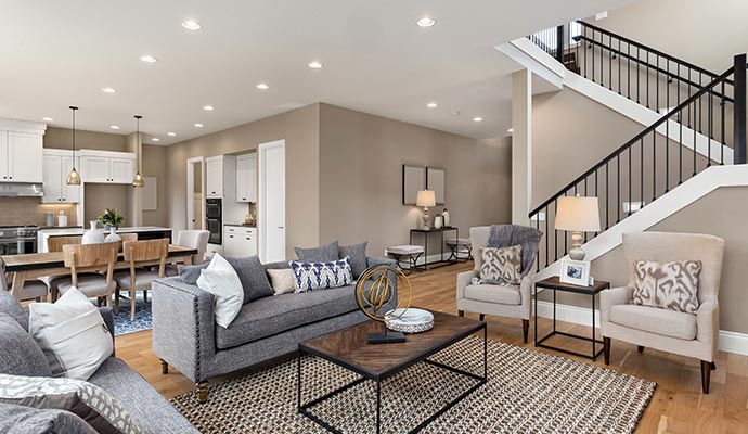 Luxury open concept living room and kitchen remodel