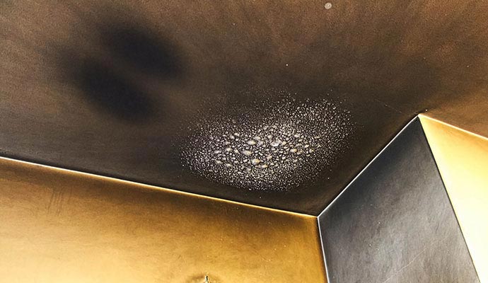 Smoke and soot on the ceiling