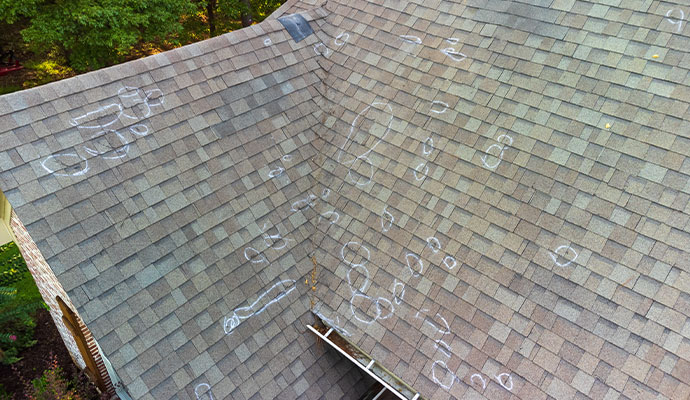 Hail damage causes dented roof