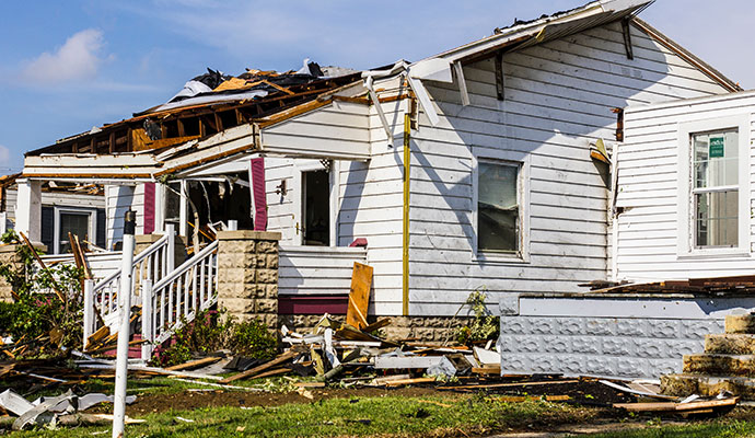House damaged by tornado winds