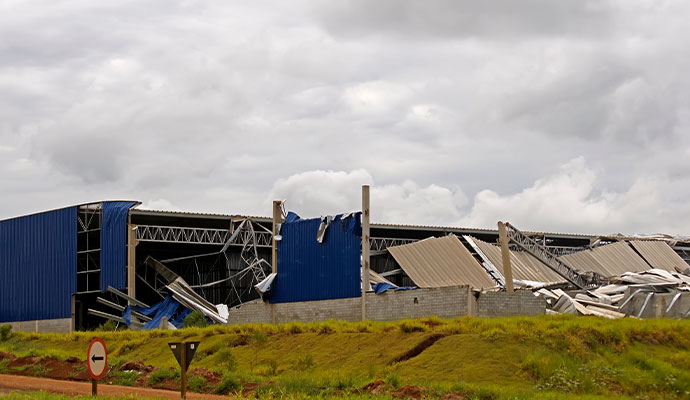 Wind damaged commercial property