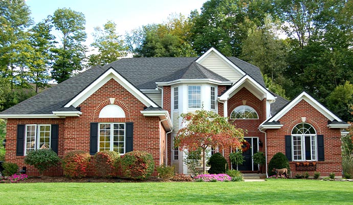 Front view of a beautiful residential house