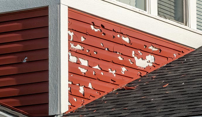 Hail damaged house siding