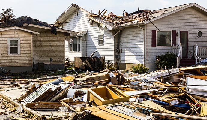 Hurricane damaged house