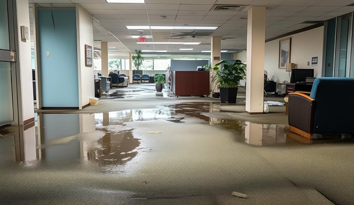Water damage in an office building