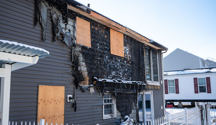 A house damaged by fire
