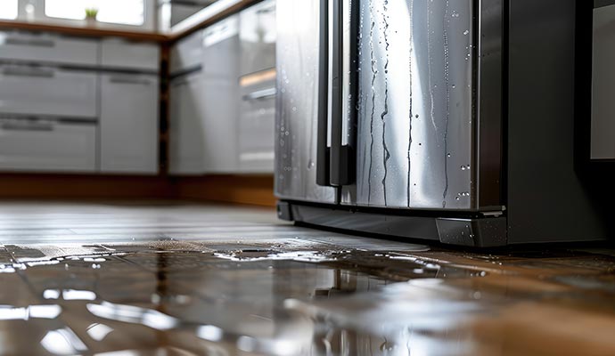 A refrigerator leaking