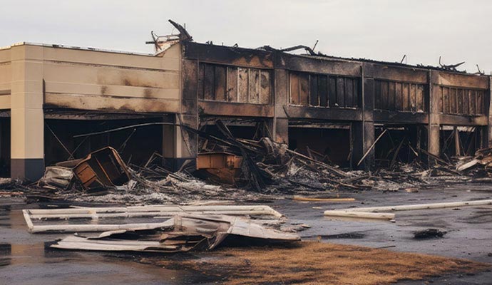 Fire damaged building